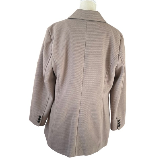 BCBGMAXAZRIA Women’s Peak Lapel Double Breasted Coat Size L Stone Color Classic - Picture 8 of 12